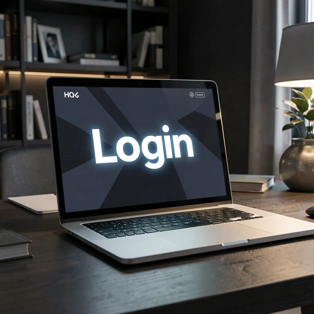 Modern laptop on a wooden desk showing the ONG66 login screen with a glowing interface designed for secure access in Malaysia