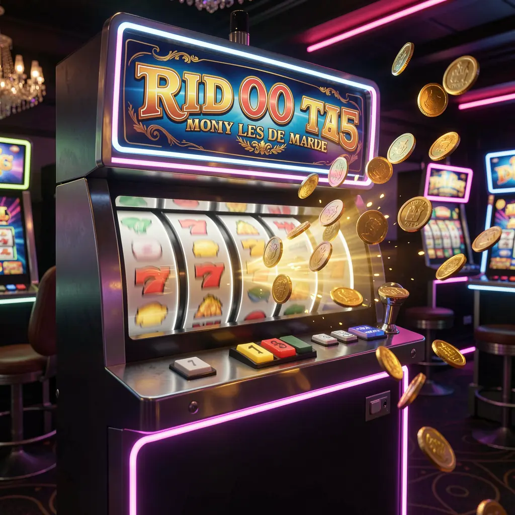 Brightly lit classic slot machine with red and gold details and flying coins symbolizing big wins at ONG66 online casino in Malaysia